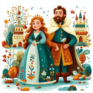 Mosaicwild style, Midjourney V7: retro fairy-tale illustration