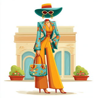 Mosaicwild style, Midjourney V7: haute-couture fashion outfit