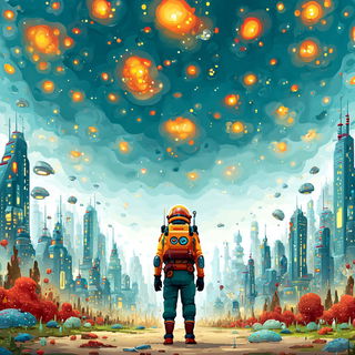 Mosaicwild style, Midjourney V7: cinematic shot from sci-fi movie