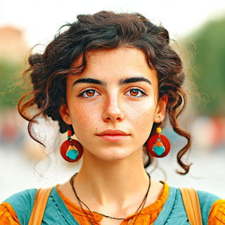Mosaicwild style, Midjourney V7: photographic portrait of female protagonist