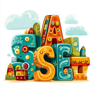 Mosaicwild style, Midjourney V7: typographic composition with large letters