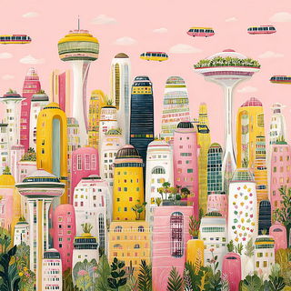 Floraocularism style, Midjourney V7: megacity with futuristic bioarchitecture