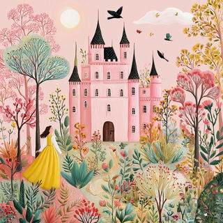 Floraocularism style, Midjourney V7: retro fairy-tale illustration