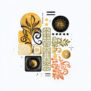 Cairnbeam Iconography style, Midjourney V7: creative pattern composition