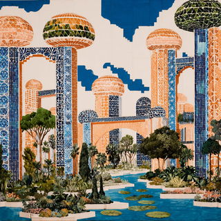 Coralstep Ornament style, Midjourney V7: megacity with futuristic bioarchitecture