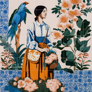Coralstep Ornament style, Midjourney V7: retro fairy-tale illustration