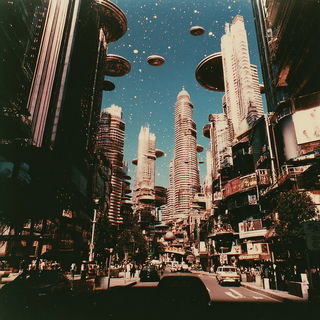 Candidark style, Midjourney V7: megacity with futuristic bioarchitecture