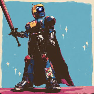 Candidark style, Midjourney V7: concept art character design of retropunk steam knight