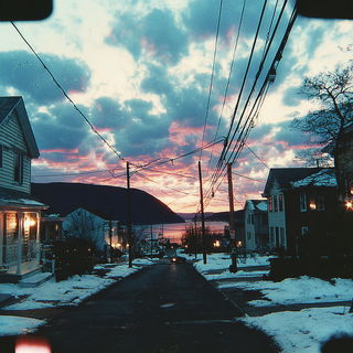 Candidark style, Midjourney V7: realistic landscape photograph of quiet dawn