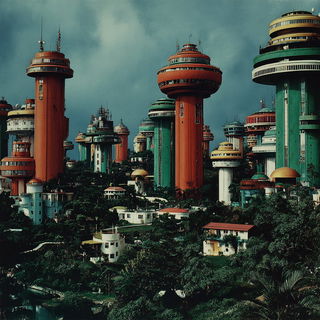 Cardiopulp style, Midjourney V7: megacity with futuristic bioarchitecture