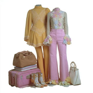 The Marigold Boulevard Studio style, Midjourney V7: haute-couture fashion outfit