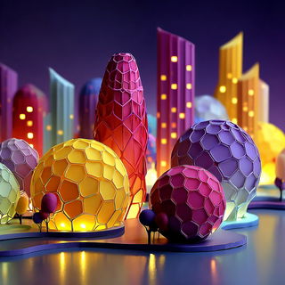 Moonwheel Pageantry style, Midjourney V7: megacity with futuristic bioarchitecture