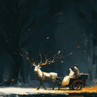 Charcoalumbra style, Midjourney V7: retro fairy-tale illustration