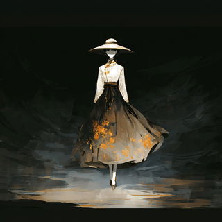 Charcoalumbra style, Midjourney V7: haute-couture fashion outfit