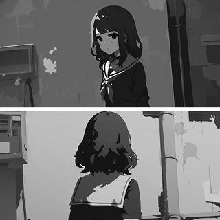 Orichalcum Stonepress style, Midjourney V7: black-and-white manga comic strip