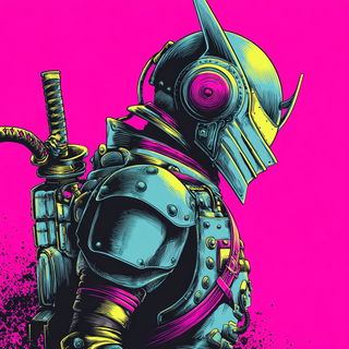 Borderlight Convoy style, Midjourney V7: concept art character design of retropunk steam knight