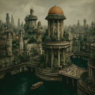 Frostgothic style, Midjourney V7: megacity with futuristic bioarchitecture