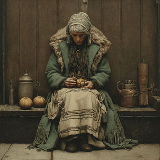 Frostgothic style, Midjourney V7: traditional folk art