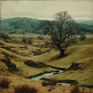 Frostgothic style, Midjourney V7: realistic landscape photograph of quiet dawn