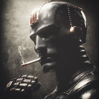 Vantablack Signal style, Midjourney V7: concept art character design of retropunk steam knight