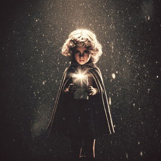 Vantablack Signal style, Midjourney V7: retro fairy-tale illustration