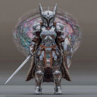 Nebulaflow style, Midjourney V7: concept art character design of retropunk steam knight