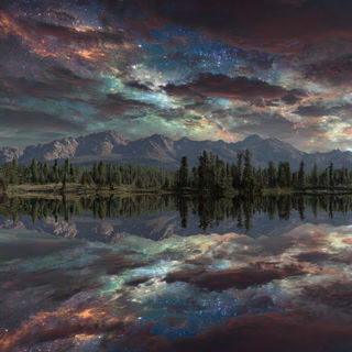 Nebulaflow style, Midjourney V7: realistic landscape photograph of quiet dawn