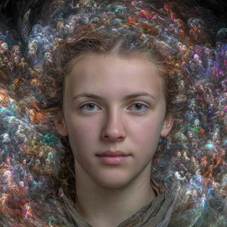 Nebulaflow style, Midjourney V7: photographic portrait of female protagonist