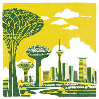 Ridgecut Chromolithics style, Midjourney V7: megacity with futuristic bioarchitecture