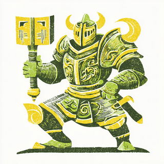 Ridgecut Chromolithics style, Midjourney V7: concept art character design of retropunk steam knight