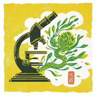 Ridgecut Chromolithics style, Midjourney V7: editorial illustration for popular scientific magazine cover