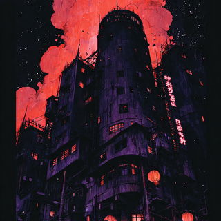 Blackthorn Neon Blazon style, Midjourney V7: megacity with futuristic bioarchitecture