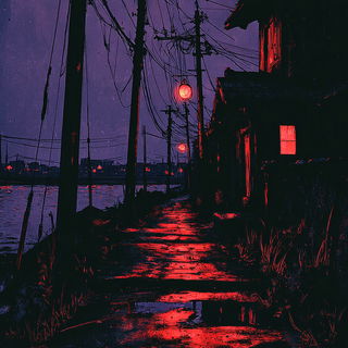Blackthorn Neon Blazon style, Midjourney V7: realistic landscape photograph of quiet dawn