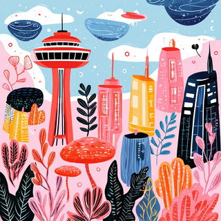 Jungle Glyph Pop style, Midjourney V7: megacity with futuristic bioarchitecture