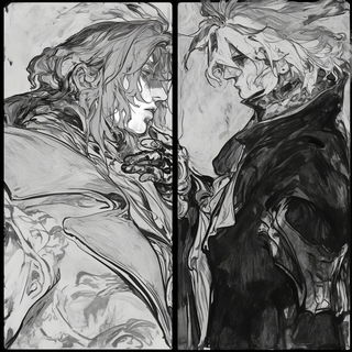 Medalgrain style, Midjourney V7: black-and-white manga comic strip
