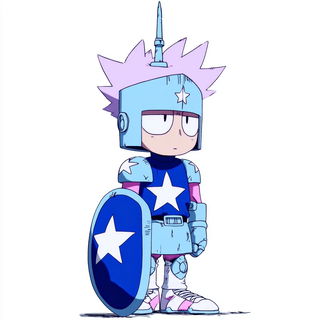 Cumulus Clock Theatre style, Midjourney V7: concept art character design of retropunk steam knight