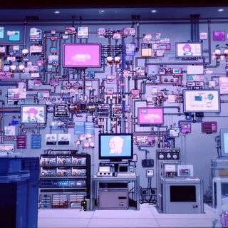 Cumulus Clock Theatre style, Midjourney V7: technical infrastructure blueprint schematics