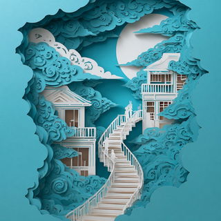 Rusalka Paperworld style, Midjourney V7: abstract 3D render