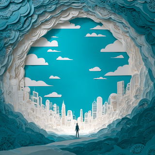 Rusalka Paperworld style, Midjourney V7: cinematic shot from sci-fi movie