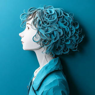 Rusalka Paperworld style, Midjourney V7: photographic portrait of female protagonist