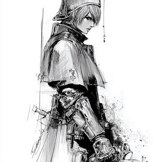 Champleve Wardenry style, Midjourney V7: concept art character design of retropunk steam knight