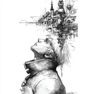 Champleve Wardenry style, Midjourney V7: editorial illustration for popular scientific magazine cover
