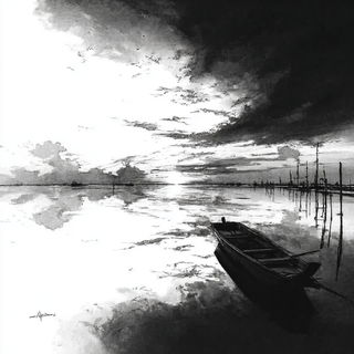 Champleve Wardenry style, Midjourney V7: realistic landscape photograph of quiet dawn