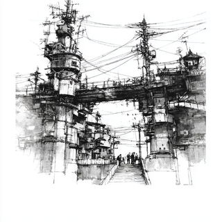 Champleve Wardenry style, Midjourney V7: technical infrastructure blueprint schematics