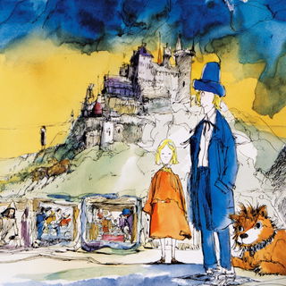 Cloudscript Parade style, Midjourney V7: retro fairy-tale illustration