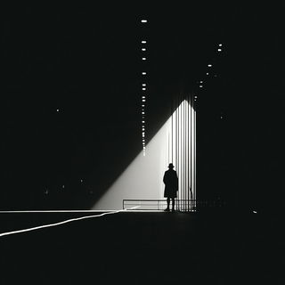 Vaporblack Wayfinding style, Midjourney V7: cinematic shot from sci-fi movie