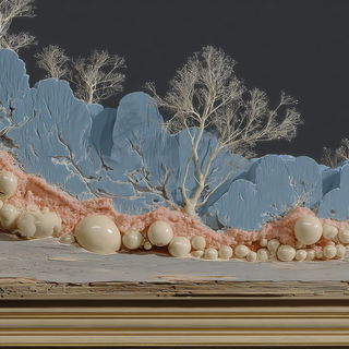 Ruinstucco style, Midjourney V7: abstract 3D render