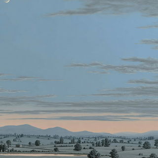 Ruinstucco style, Midjourney V7: realistic landscape photograph of quiet dawn