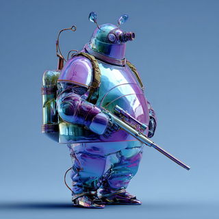 Chromagelics style, Midjourney V7: concept art character design of retropunk steam knight