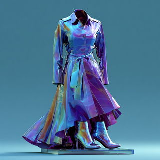 Chromagelics style, Midjourney V7: haute-couture fashion outfit
